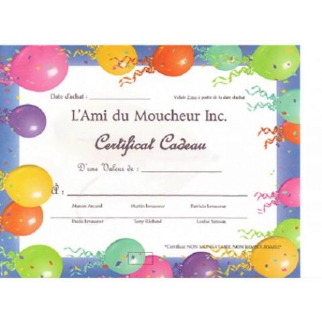 Certificat Cadeaux