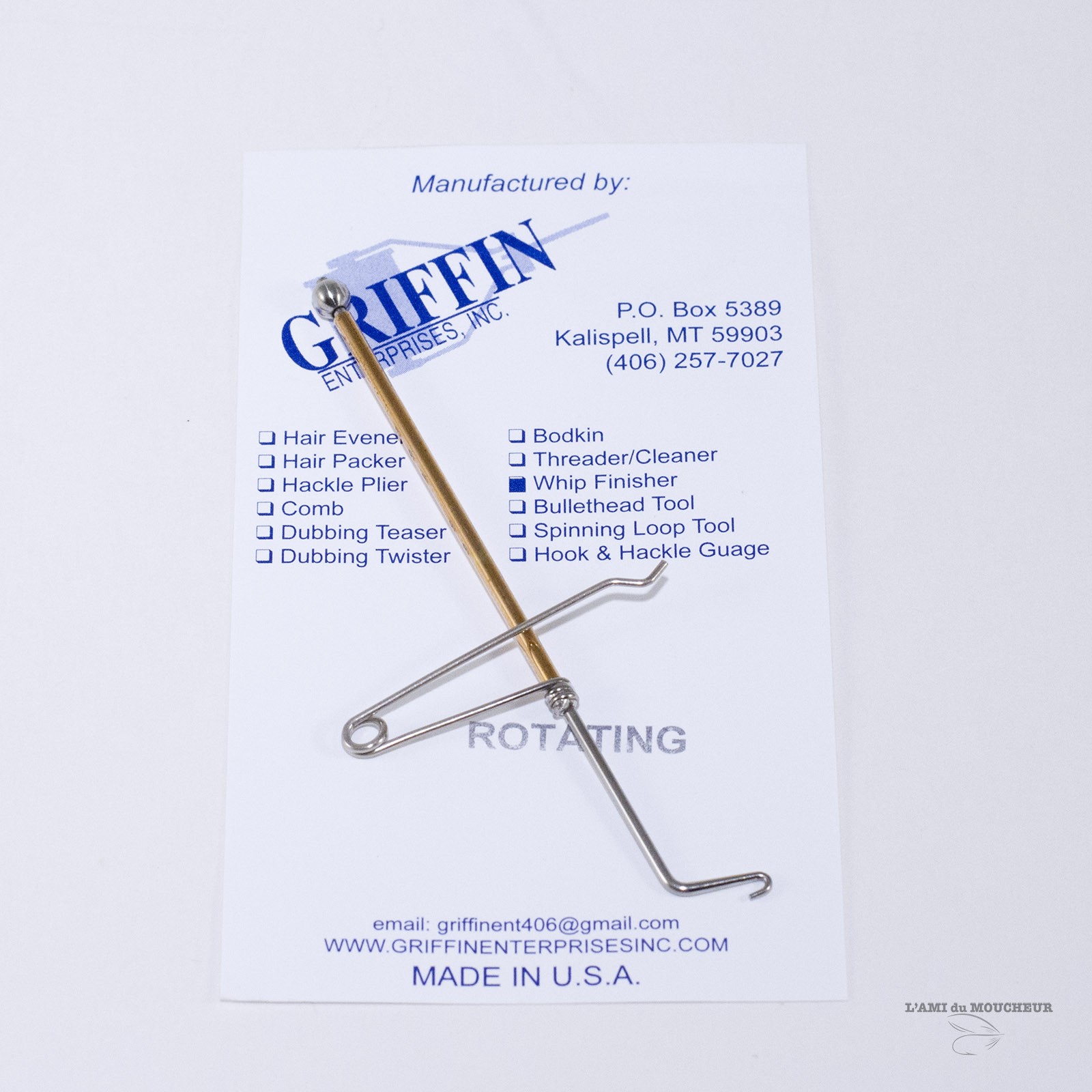 Griffin Non Rotating Whip Finisher - Fly Fishing Thompson Style Tying Tool