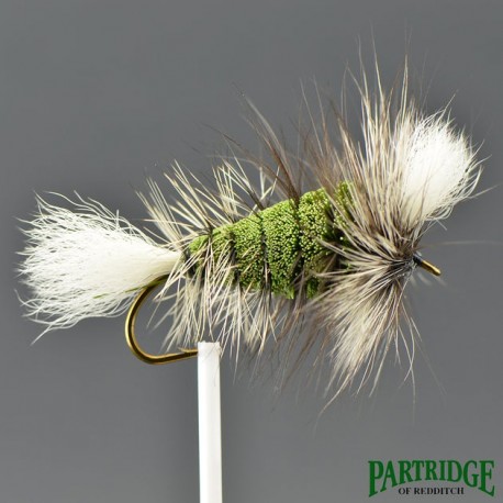 Shadows - Wulff Bomber - DARK OLIVE - White Tail - Silver Badger Hackle